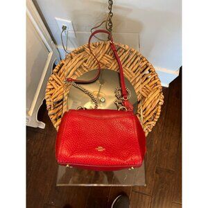 Coach red Faye Crossbody bag red leather and suede